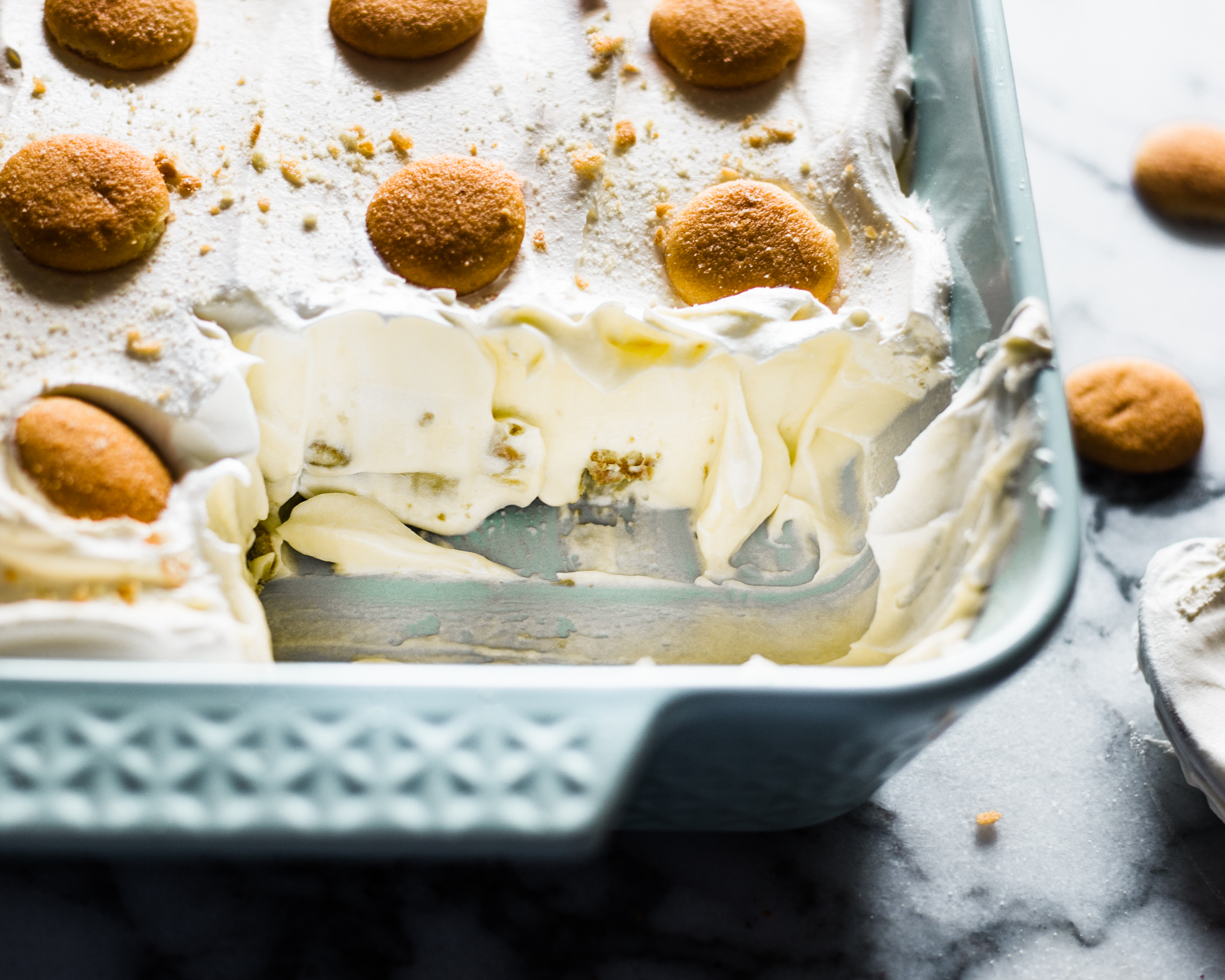 Easy 10 Minute Banana Pudding - piece removed