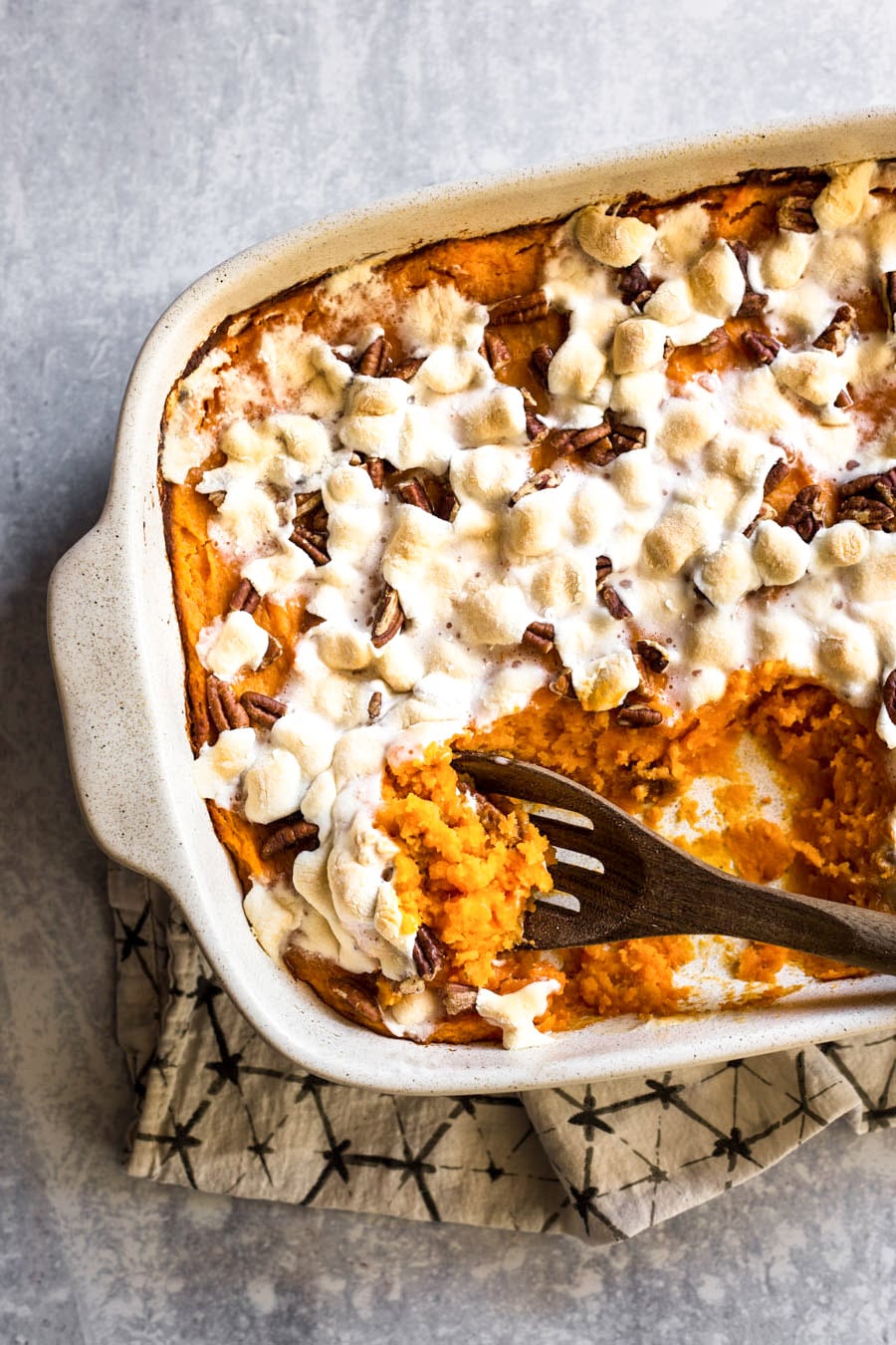 Yam Casserole With Marshmallows And Pecans